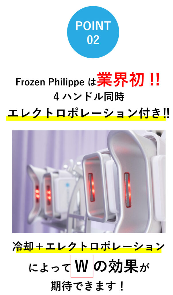 Frozen Philippe は業界初!!4ハンドル同時エレクトロポレーション付き!!冷却+エレクトロポレーションによってWの効果が期待できます!
